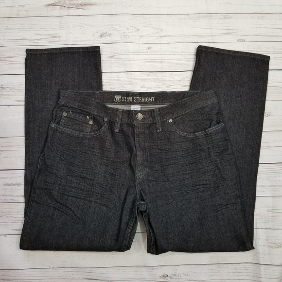 Route 66 Mens Slim Straight Dark Jeans 